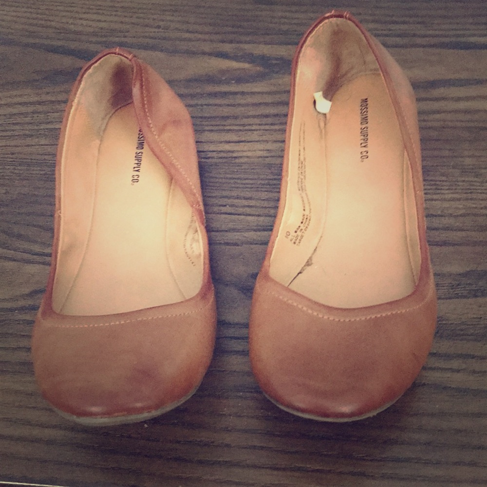 Tan leather flats